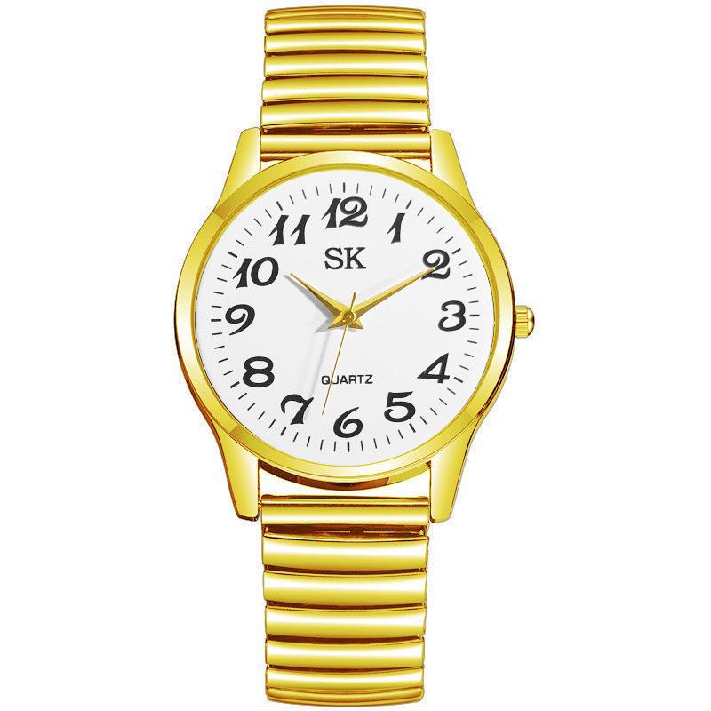 Classic Large Dial Quartz Wristwatch with Elastic Band for Seniors - Perfect Father's Day Gift.