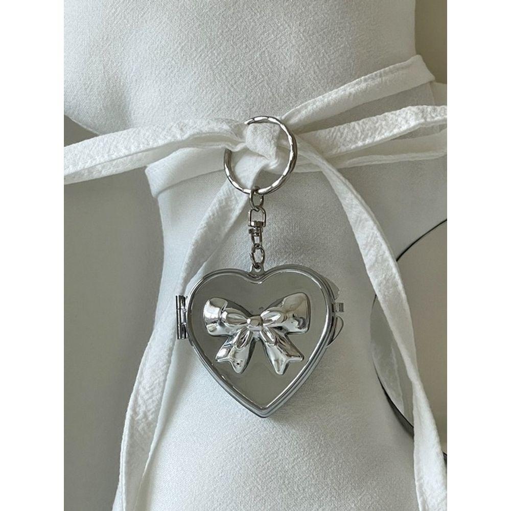 Elegant table heart ribbon mirror keyring pouch keyring phone keychain