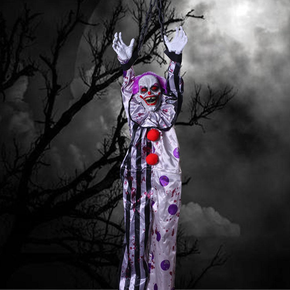 Halloween Decoration Electric Voice Controlled Hanging Ghost Clown Hanging Ghost Haunted House Secret Room Horror Prop