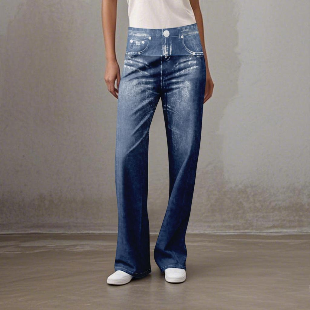 Women's Casual Sports Pants Sweatpant Jeans Print Denim Pants