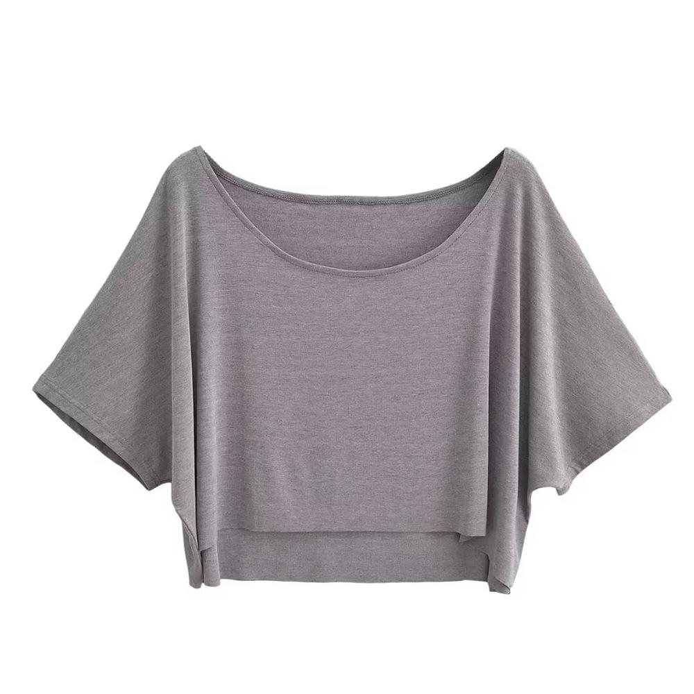 Trendy Dámský Crop Top Evropského a Amerického Stylu s Kulatým Výstřihem a Polovičním Rukávem