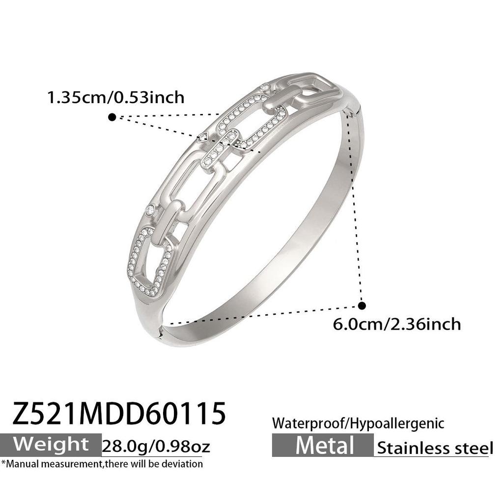 18K Gold-Plated Geometric Zirconia Bracelet with Stainless Steel Buckle