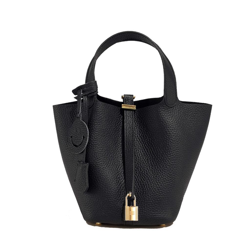 2025 Trending Women's Genuine Leather Cowhide Bucket Bag: Versatile, Top Layer Vegetable Tanned Handbag