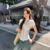 Academy Shawl Fake Two-piece Short-Sleeve T-Shirt Women's Navy Collar Slim and Skinny Summer Chic Beautiful Shirt Top