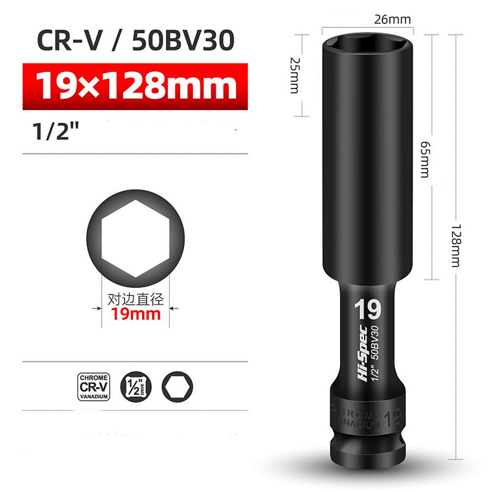 Clé à douille 1/2 tête hexagonale 8-24mm Adaptateur Clé Convertisseur Douille profonde Outils de retrait de pneu