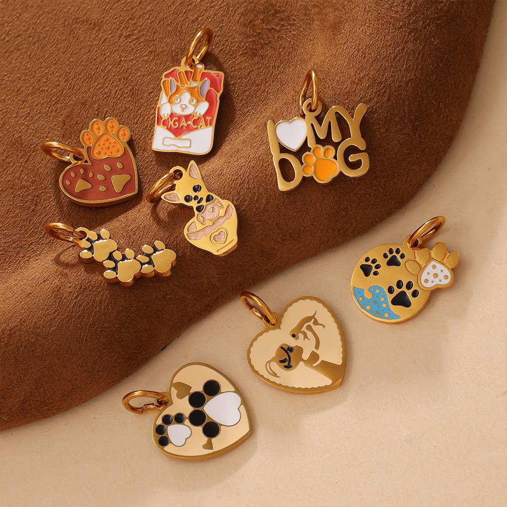 Cartoon Pet Series Stainless Steel Necklace & Bracelet Pendant for Women