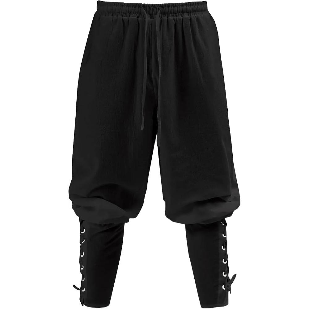 Men's Vintage Pants Medieval Viking Pirate Customets Lace-up Cotton Linen Trousers Halloween Cosplay Outfits