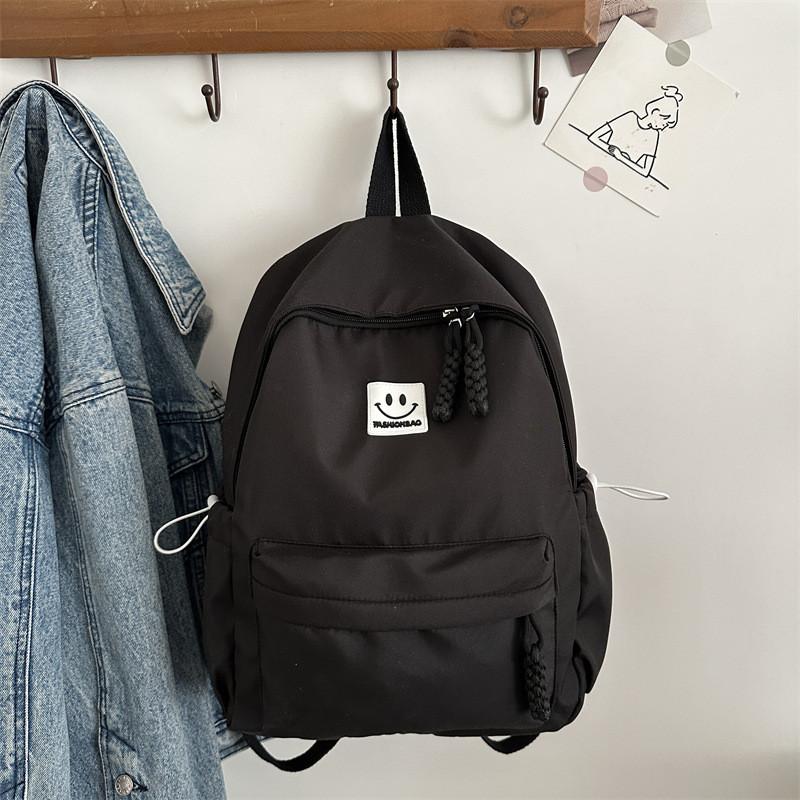 Smiling Pattern Face Solid Color Backpack Oxford Schoolbag For Daily Use Fashion