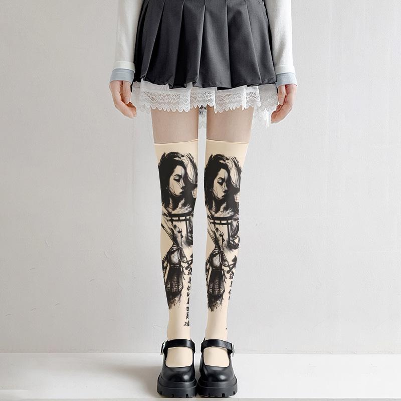 Fashion tattoo thigh socks, printed stockings, Loli girls, Japanese sexy stockings, slim models, multiple sizes