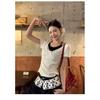 Gepunktetes gefälschtes zweiteiliges kurzärmeliges T-Shirt Damen schick Sommer figurbetont Koreanisch Kontrastfarbe Mode süßes Hottie Top