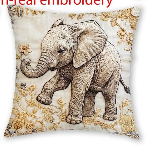 1/4pcs Vintage Safari Baby Animals Throw Pillow Covers Cute Elephant Giraffe Lion Cub Decorative Cushion Cases