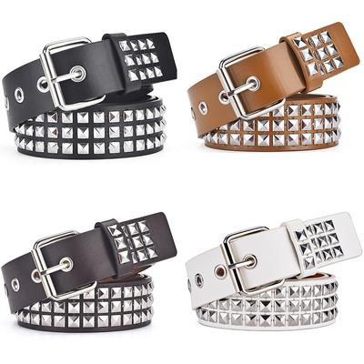 New Fashion Rivet Belt Metal Punk Rock Studded Belt with Bright Coloured Pyramid Studs Men's and Women's Belts