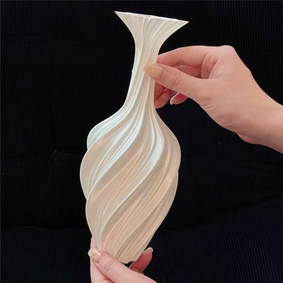 Neue 3D-gedruckte 3D-gedruckte Blumenvase Wirbelmuster Vintage-Stil Kunststoff Blumenpflanztopf Minimalistische Florale Dekoration Wohnkultur
