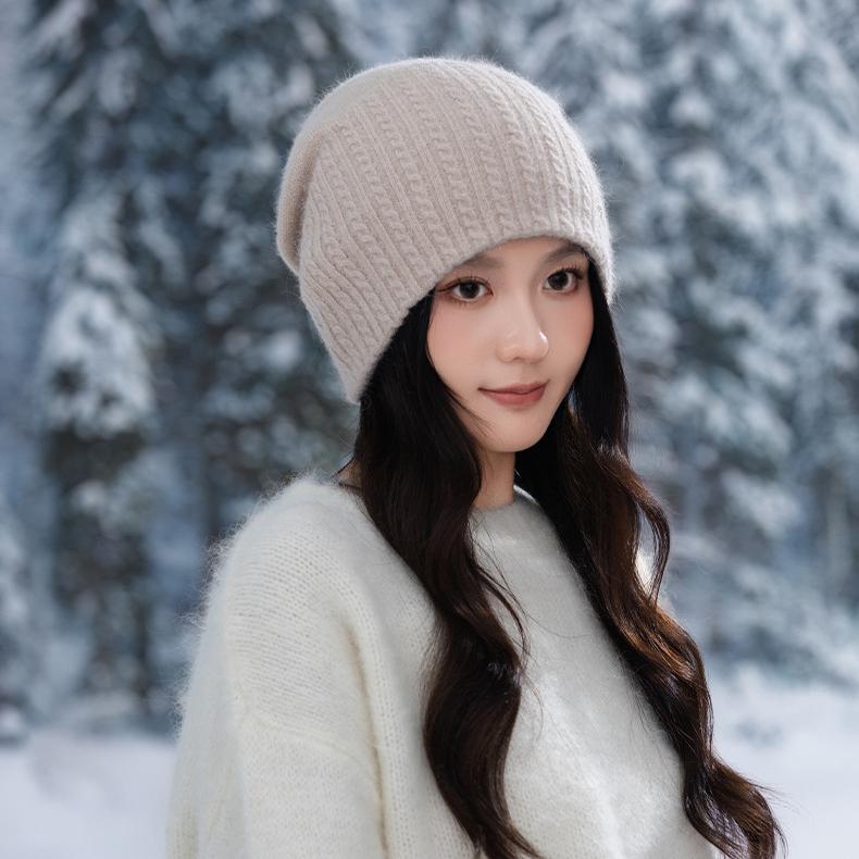 Autumn and Winter Plush Wool Hat Women's Warm Knitted Hat Thickened Stack Hat Headgear New