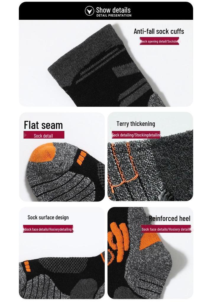 30% Merino Wool Thickened Mid-Calf Hiking & Camping Socks for Autumn/Winter