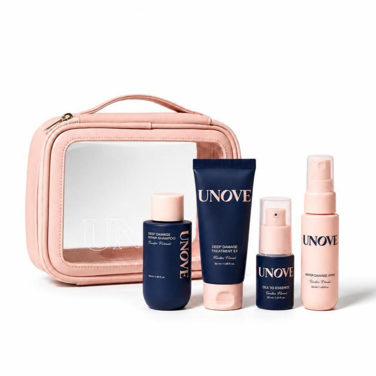 UNOVE Hair Travel Kit Shampoo 52ml + Treatment 40ml + Oil Essence 10ml + Hair Mist 30ml