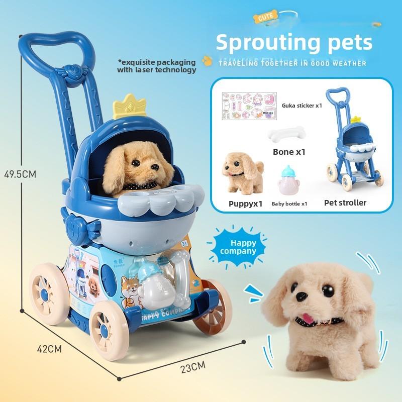Childrens Plush Bunny Toy With Electric Push Cart For Babies And Toddlers