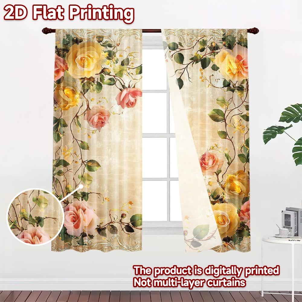 2D Flat Photography Backdrop Popular Backdrop Floral with Roses 100% Polyester Birthday Party for Indoor Celebrations for