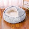 Pet House Warm Semi-Enclosed Kennel with Plush Lining Foldable Design Anti-Slip Bottom Stress-reducing Pet Bed