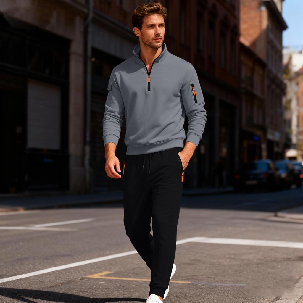 Men's Sweatshirt Suit Men's Solid Color Casual Sports Suit Sweatshirt Suit