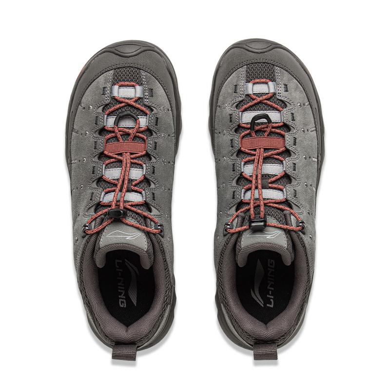 Li Ning CF Su Lin Yun SE Hexloc Anti-Rutsch Outdoor Stoßdämpfend Abriebfest Grip Low-Top Wanderschuhe Unisex Wanderschuhe Grau AHTV029-4