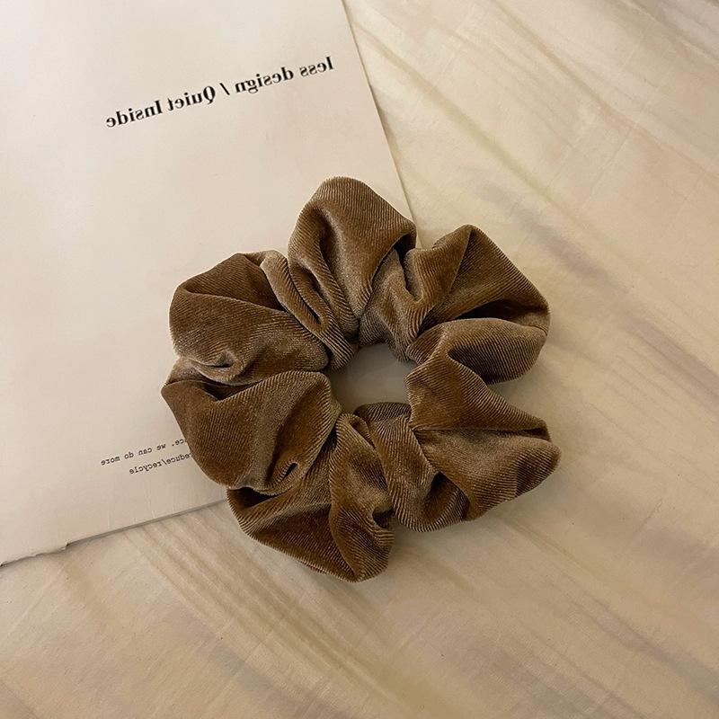 Woman Large Velvet Autumn And Winter Elastics Hair Band Solid Color Scrunchies Hair Ties Ladies Ponytail Hold Hair Accessories