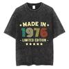 Vintage 1976 TShirt Washed Cotton 50th Birthday Graphic Tee Men Women Acid Wash Short Sleeve Retro Streetwear Shirt