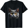 British Shorthair Cat Realistic Face Art Black T-Shirt