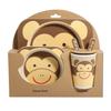 5pcs/sets Dish Tableware Set Natural Bamboo Fiber Bowl With Cup Spoon Plate Fork Feeding Dishes for Kids Utensils Wholesale