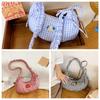 Fresh Color Plaid Dumpling Bag Korean Style Pleated Shoulder Bag Casual Bowknot Tote Bag  Students