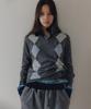 ANDNEEDS Eddy Argyle V-Neck Knit (Charcoal Gray)