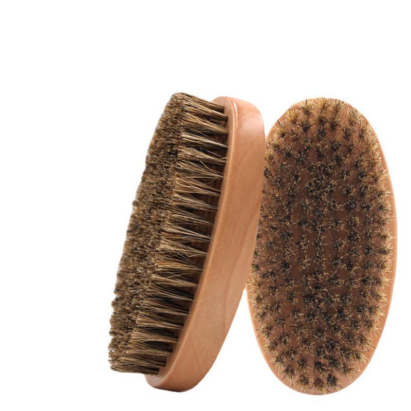 Men's Slicked Back Hair & Beard Brush - Boar Bristle, Beech Wood, Soft Bristles for Grooming and Cleaning