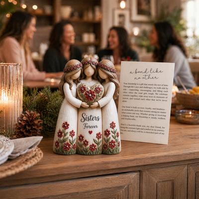 Sisterhood Statue, Sisters Forever Handcrafted Resin Sculpture with 2, 3, 4 Sister Figurines, Friendship Gifts for Women