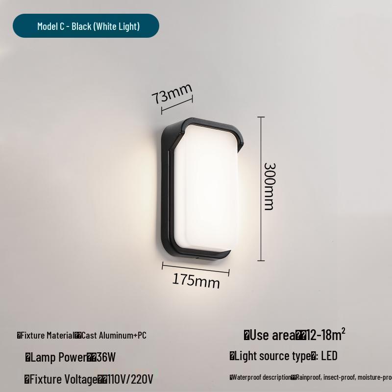 

Waterproof Outdoor Wall Lamp for Patio, Courtyard, Balcony, and Pillars - Super Bright with Sensor.