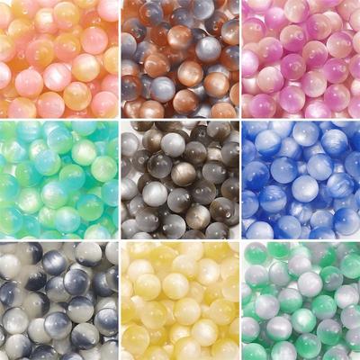 500-2000Pcs Resin Cat Eye Beads, Dual Color Round Pendant Charms for DIY Jewelry