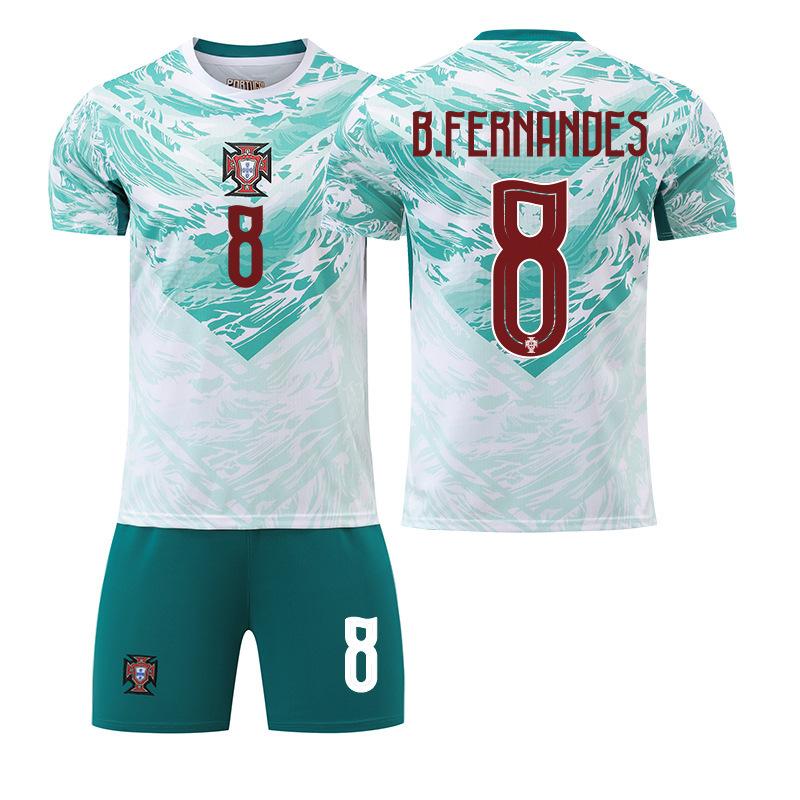 World Cup Portugal Away Football Jersey No. 7 Short-Sleeved Jersey Set Green Shorts