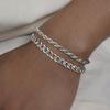 Xiaomi Vnox Basic Men's Cuban Twist Rope Chain Bracelets 1/2/3Pcs in One Set, Gold Color Stainless Steel Figaro Wheat Links