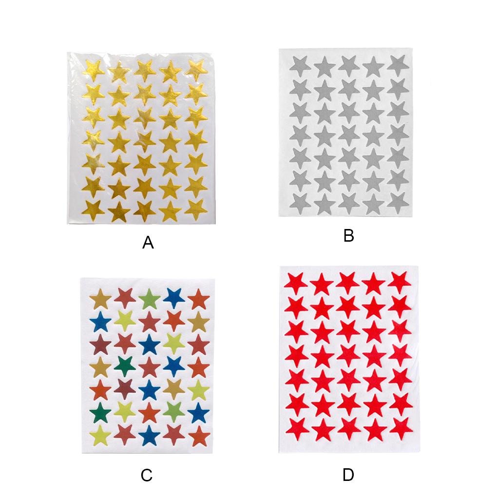 10 Sheets Award Flash Sticker Five-pointed Star Removable Praise Label Kindergarten Decorations Reward Decals Supplies