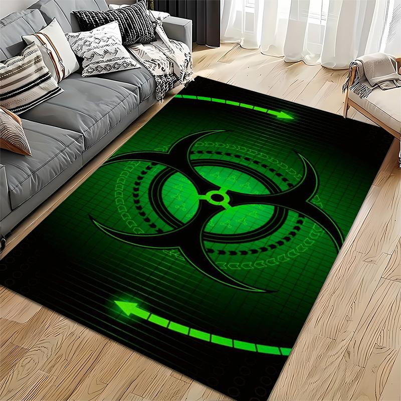 Biohazard Symbol Green Carpet Suitable for use as an anti-slip game mat for living room and bedroom sofas