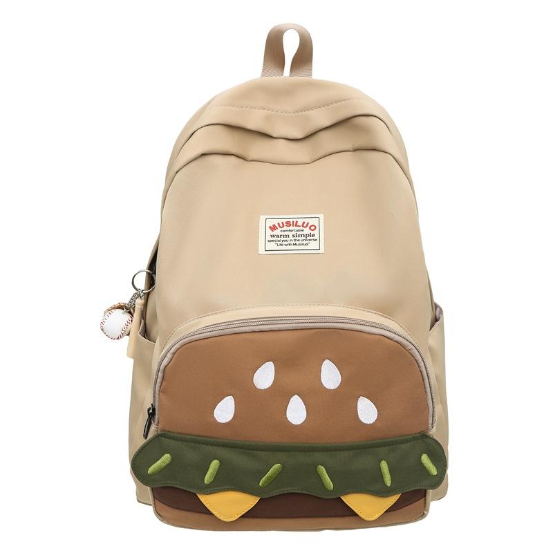 School Bag: New Middle School Girls' Burger Backpack, Niche Versatile Cute Backpack, College Student Backpack for Shopping, Outings, and Classes