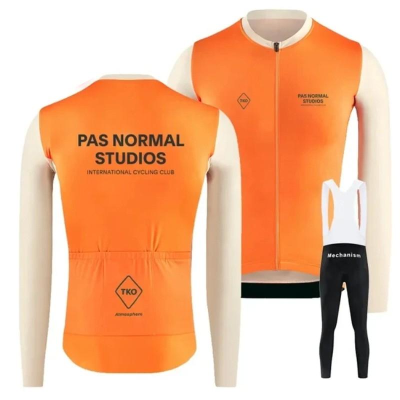 Winter Thermal Cycling Bib Tights With Fleece Lining Long Sleeve Jersey Set Road Bike Riding