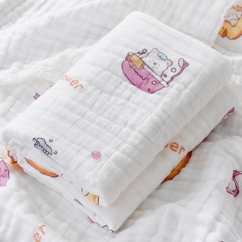 High-Density Six-Layer Pure Cotton Baby Bath Towel and Swaddling Blanket for Newborns and Children
