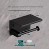 Punch-Free Black Stainless Steel Tissue & Toilet Paper Holder for Bathroom