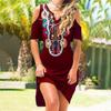 Tribal Dress Dress Bohemian Women Printed  V Neck Skirt for Dating