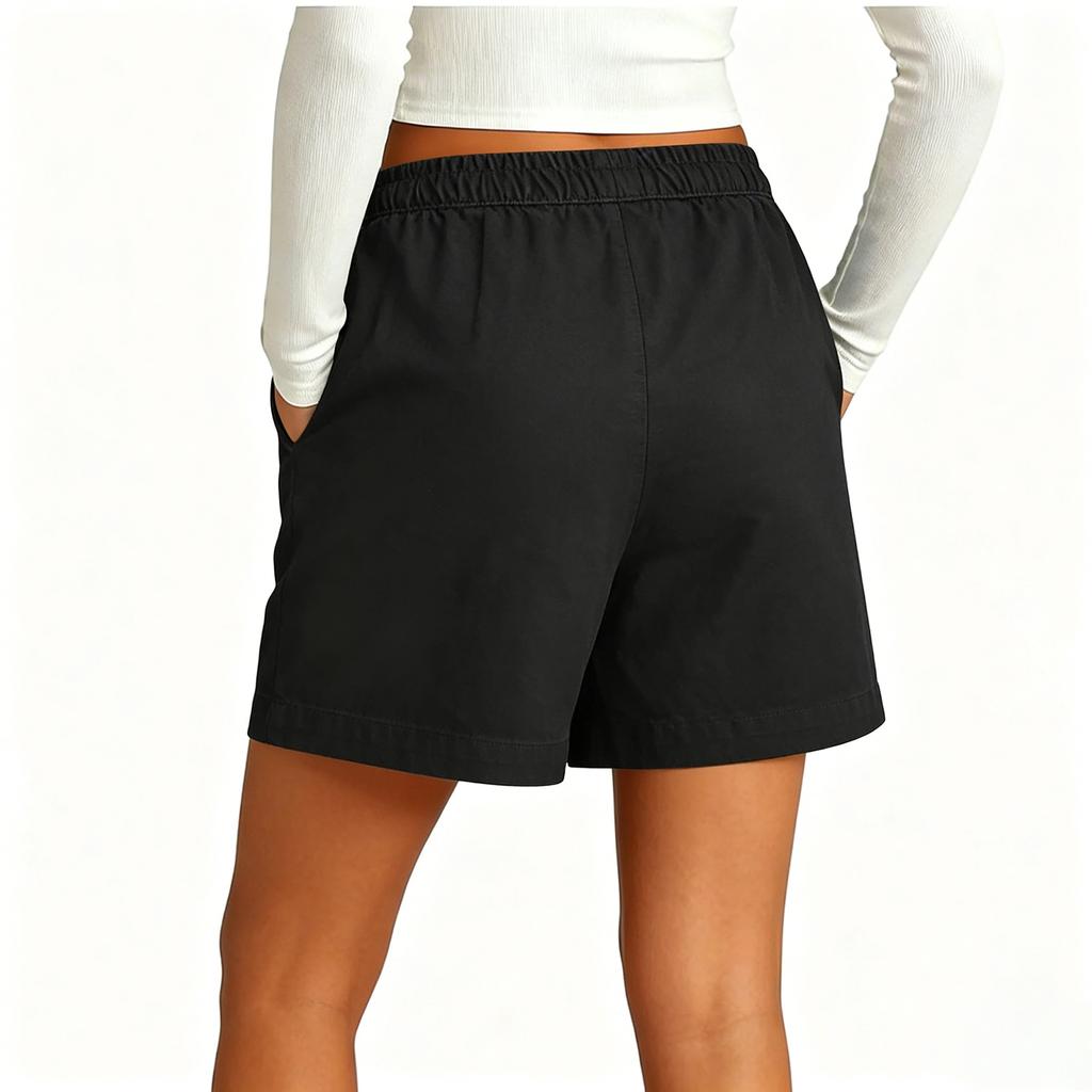 Pantaloncini di Jeans Casual da Donna a Vestibilità Larga Vita Elastica Non Elasticizzati Gamba Larga Pantaloncini Jeans Estivi con Coulisse e Tasche