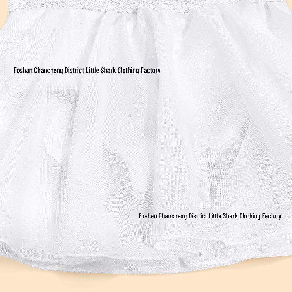 Mädchen-Glitzer-Ballettkleid mit hohem Kragen, Netzrock und Pailletten-Neckholder-Leotard