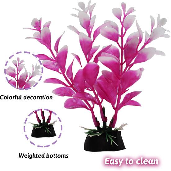 Fish Tank Decorations Plants with Resin Broken Barrel and Cave Rock View, 15pcs Aquarium Decorations Plants Plastic,Fish Tank Accessories, Fish Cave