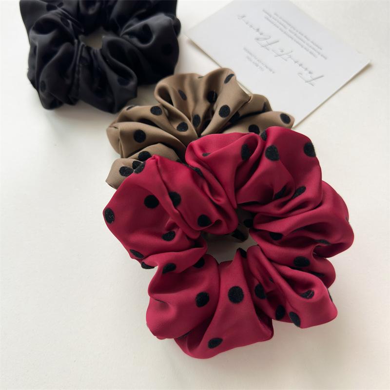 Mode 11cm Niedliche Punkt Satin Scrunchies Elastische Haargummis Für Frauen Mädchen Haarring Seil Ornament Haaraccessoires