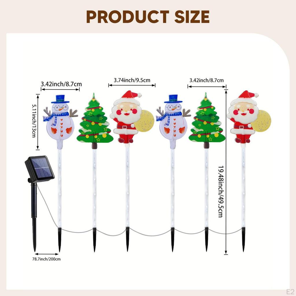 6 Pieces Solar Christmas Pathway Landscape Lights Outdoor Novelty Garden Stake Light Ground Figurine