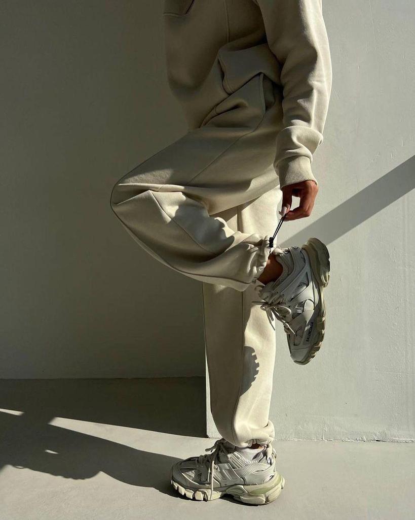 Europäischer und Amerikanischer Stil Lässiger Patchwork Verdickter Langarm-Sweatshirt und Hosen Set 2025